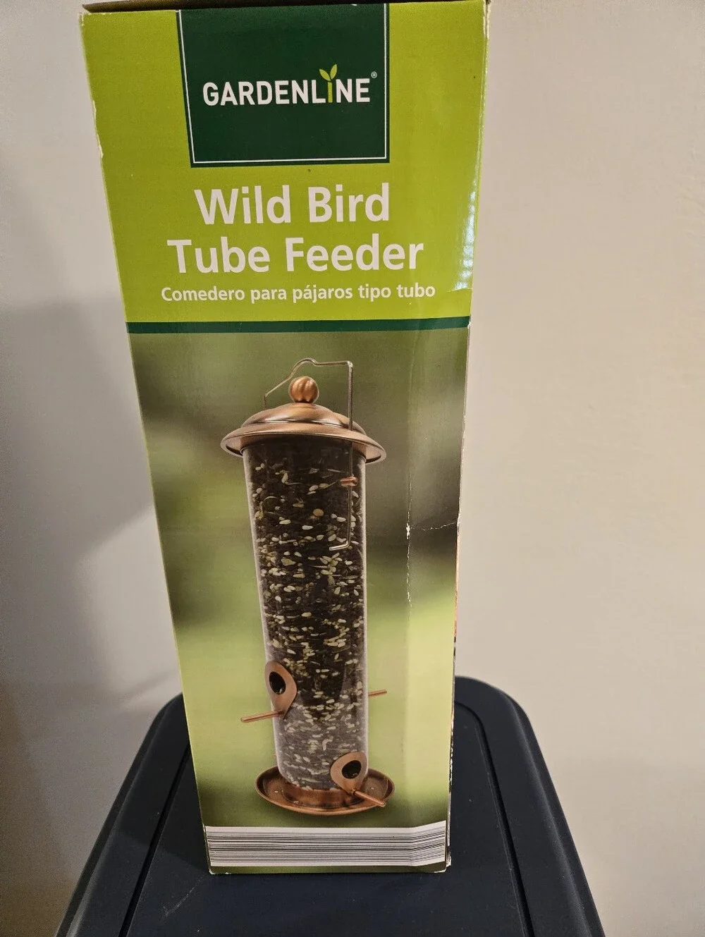 Gardenline Copper Finish Wild Bird Tube Feeder - Copper